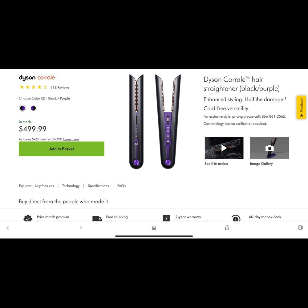 Dyson Corrale hair straightener